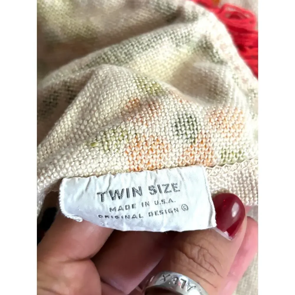 VTG Fieldcrest American Sampler Dutch Bedspread‎ Comforter Twin Fringe 72